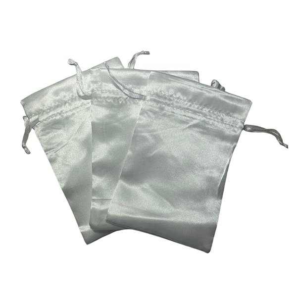 Saquinho de Cetim Branco 10x15 cm - Pct c/ 12