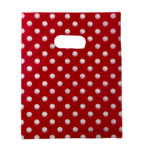 Sacola Boca de Palhaço Vermelha com Bolinhas 30x40x7cm - Pct c/ 100