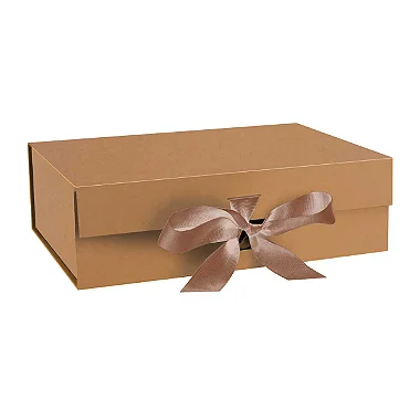 Caixa Dobrável Kraft Papel e Cetim (P) 28.2x20.2x9.2 cm