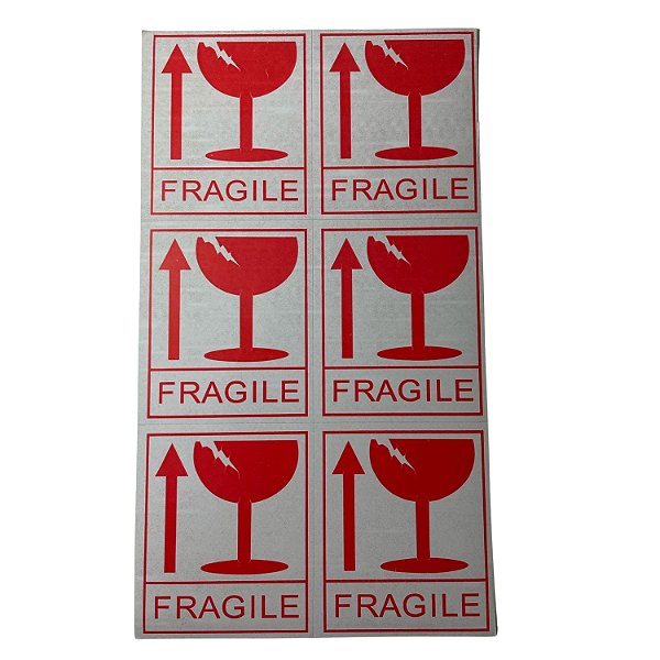 Etiqueta de Papel Impressa Autoadesiva (Frágil) 25x14 cm - Pct c/ 43