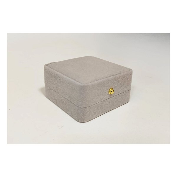 Caixa de Plástico Revestida em Veludo Cinza 7x7x3.5cm