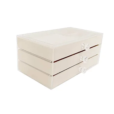 Expositor de Plastico Revestido em Veludo Bege para Bijuteria 23X13X10Cm