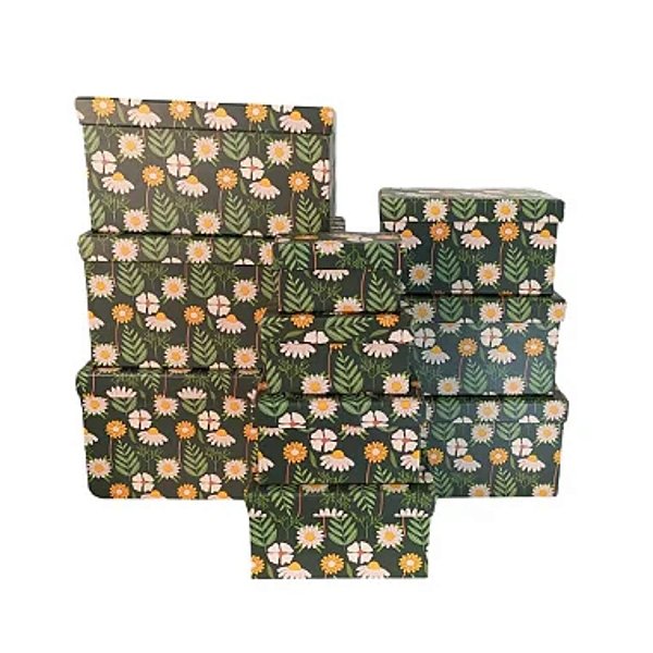 Conjunto de 10 Caixas de Papel para Presente - Estampadas (10 Unidades)