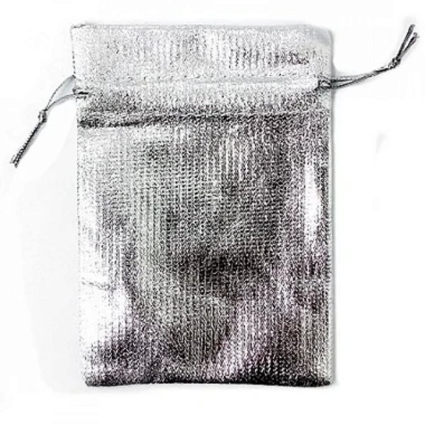 Saquinho de Poliéster Prata 12x15cm - Pct c/ 100