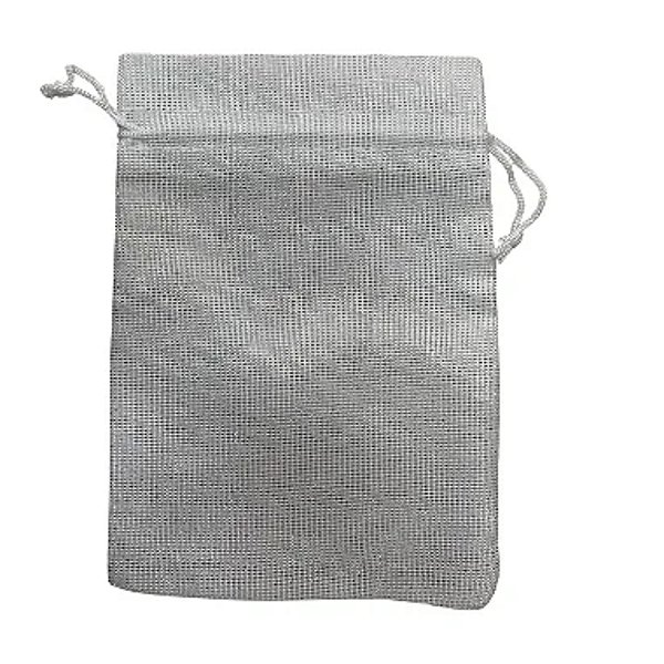 Saquinho de Juta Branco com Brilho 7x9cm - Pct c/ 50