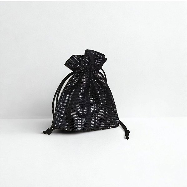Saquinho de Juta Preto com Brilho 9x12cm - Pct c/ 50
