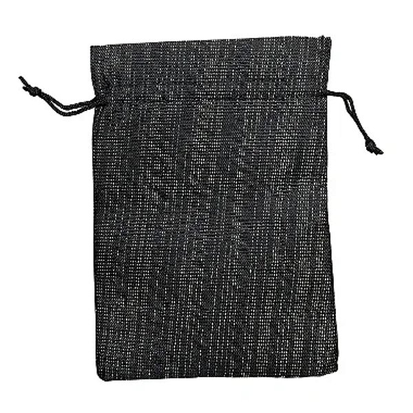 Saquinho de Juta Preto com Brilho 13x18cm - Pct c/ 50
