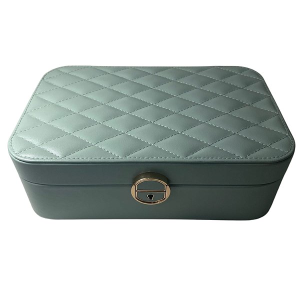 Porta Joia Revestido em Veludo Verde 25.5x16.5x8.5cm
