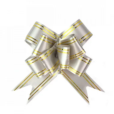 Laço de Plástico para Presente Prata e Dourado 12x220mm - Pct c/ 200