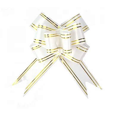 Laço de Plástico para Presente Branco e Dourado 12x210mm - Pct c/ 200