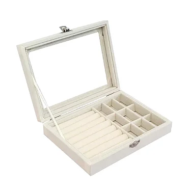 Expositor de Plástico Revestido em Veludo Branco 15x20x5cm