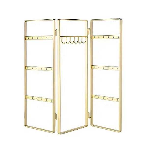 Expositor de Metal para Bijuteria Dourado 28x10x1.7cm