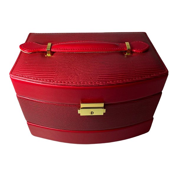 Expositor de Plástico Revestido em Veludo para Bijuteria Vermelho 21.5x15x13cm