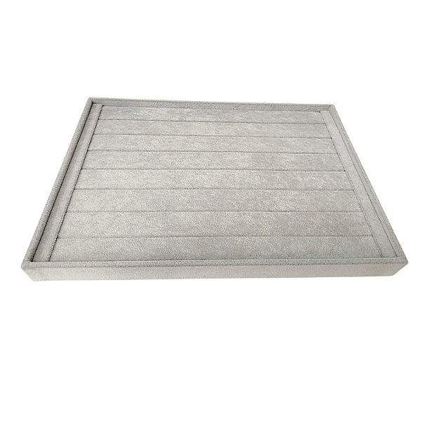 Expositor de Plástico Revestido em Veludo para Bijuteria Cinza 35x24x3cm