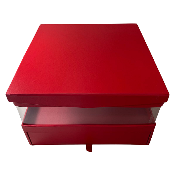 Caixa de Papel para Presente Vermelha 23x23x14cm