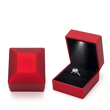 Caixa de Plástico para Bijuteria c/ LED Vermelha 6x6.5x4.5cm