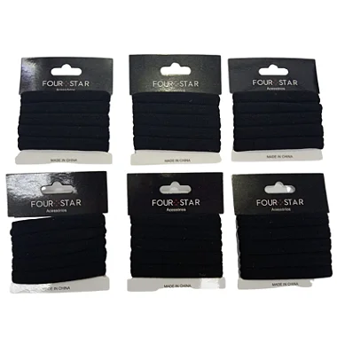Rabicó de Tecido Nylon e Spandex Preto 7x16cm - Dúzias de cartelas, cada cartela c/ 3
