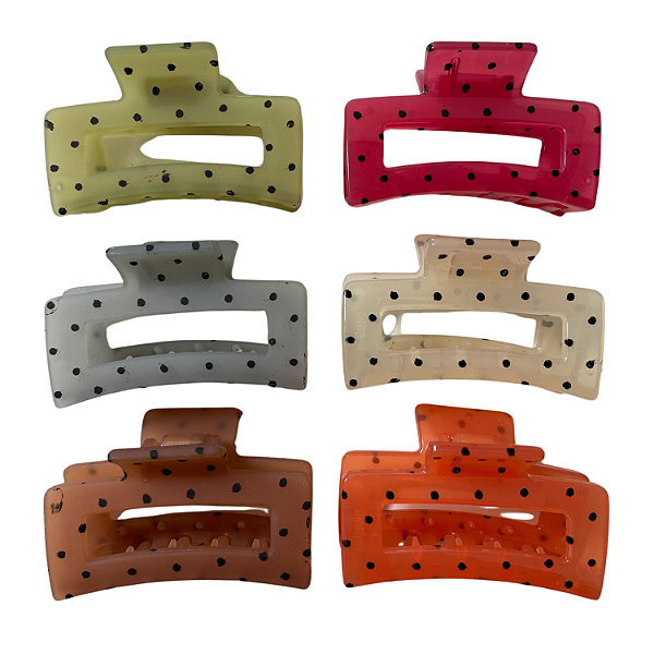 Piranha de Plástico p/ Cabelo 6 cm - Fosca e Brilhante - Pct c/ 12 - 6489-XP2