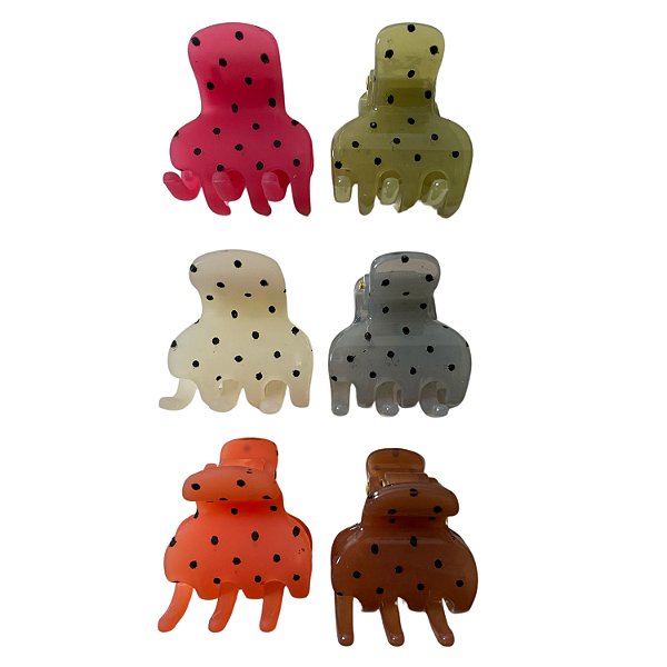 Piranha de Plástico p/ Cabelo 4.5 cm - Fosca e Brilhante - Pct c/ 12 - 6129S-XP2