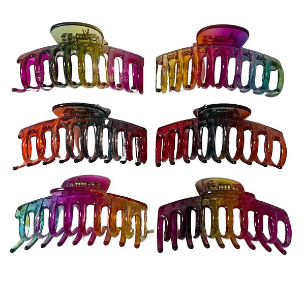 Piranha de Plástico Colorida p/ Cabelo - Pct c/ 12 - 6199-RN2