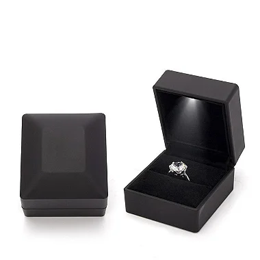 Caixa de Plástico para Bijuteria c/ LED Preto 6x6.5x4.5cm