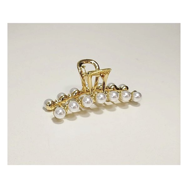 Piranha de Metal com Pérola - 8cm Prata e Dourado - Pct c/ 12  -Y575-37