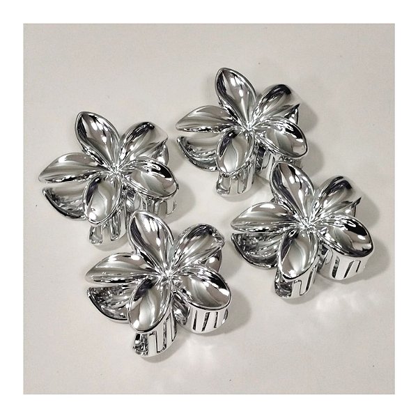 Piranha de Plástico p/ Cabelo de Flor Prata - 9cm - Pct c/ 12 - 7629-XE2