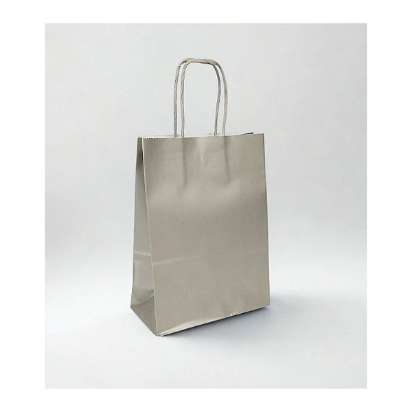 Sacola de Papel p/ Presente Prata Lisa (S) 16x22x8cm - Pct c/ 12