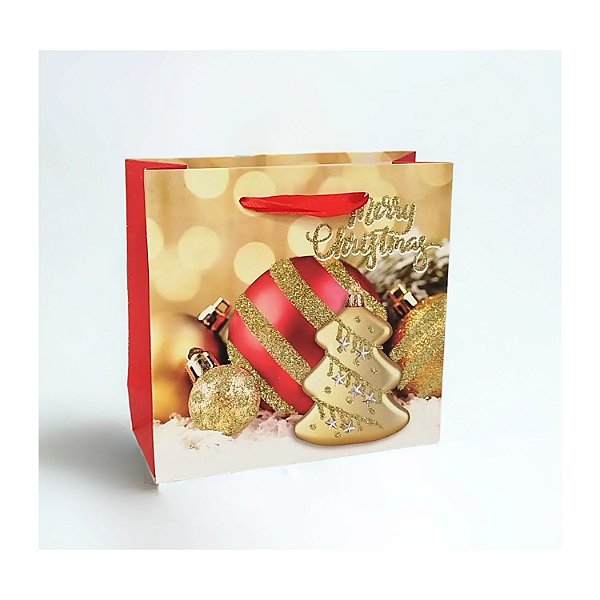 Sacola de Papel Estampa de Natal - 14.5x15x6cm - 12un