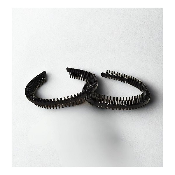 Tiara de Plástico Inquebrável Preta - 12 Peças - 2.5cm