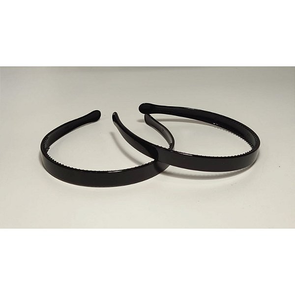 Tiara de Plástico Inquebrável Preto - 12 Peças - 1,5cm