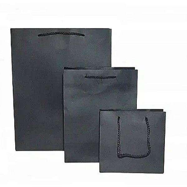 Sacola de Papel Preta Lisa (XL) 44x31x12cm- Pct c/ 12