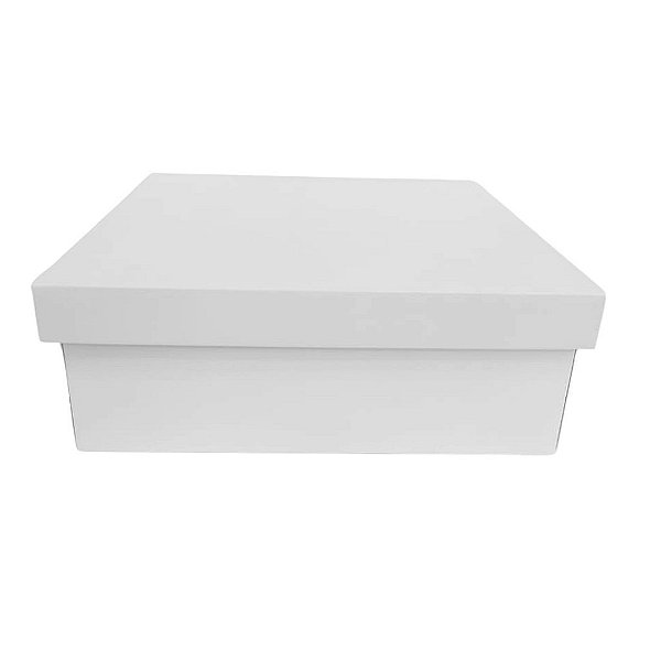 Caixa Dobrável de Papel Branca 27.5x27.5x10cm- Pct c/ 5