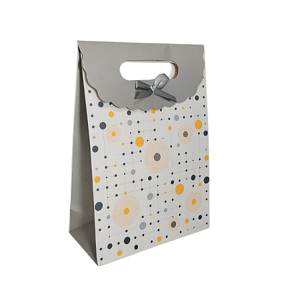 Sacola de Papel c/ Velcro Estampada (L) 24.5x12x31.5cm- Pct c/ 12