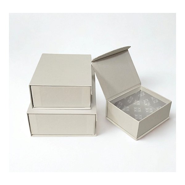 Kit de 3 Caixas de Papel P/ Presente Branco