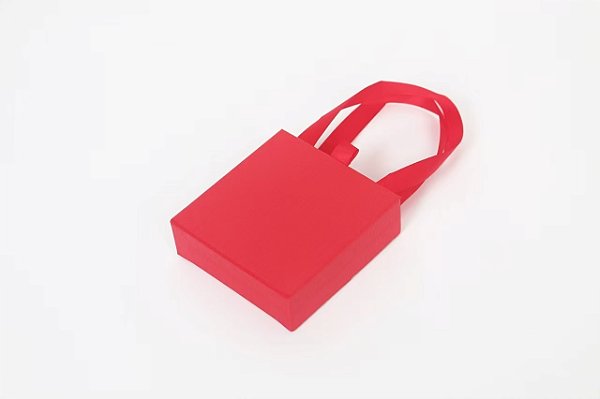 Caixinha de Papel Vermelho P/ Presente com Alça 9x9cm - Pct c/ 12
