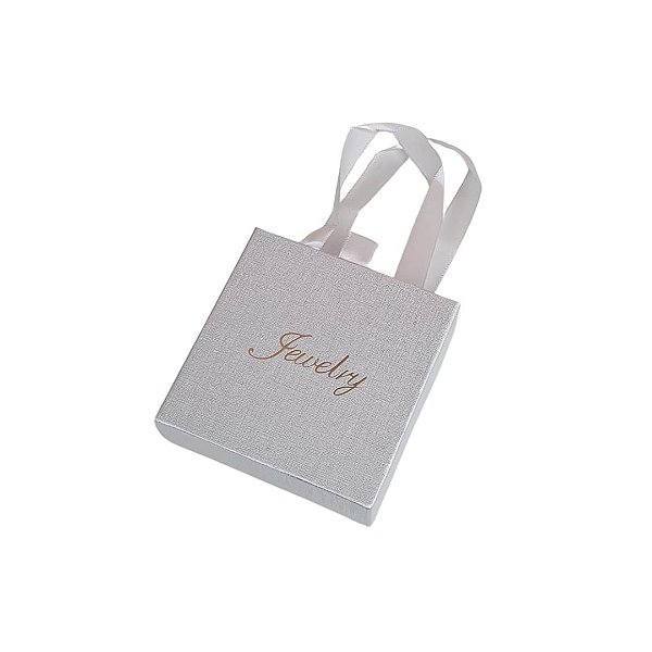 Caixinha de Papel Prata P/ Presente com Alça 9x9cm - Pct c/ 12 - Four Star