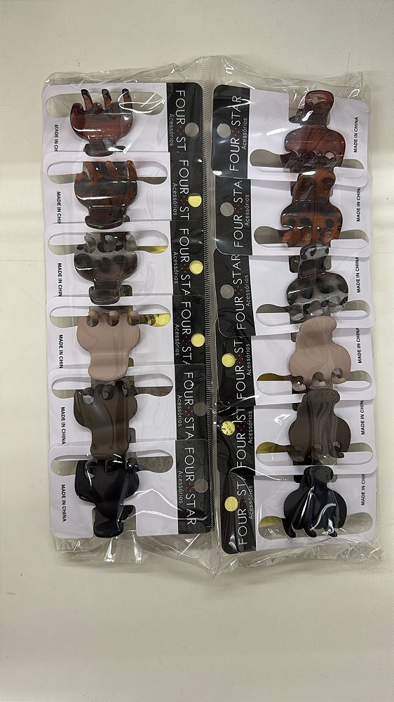 Piranha de Cabelo Four Star Pequena 4,5cm de Plástico - 12 unidades - 6129S-XS2