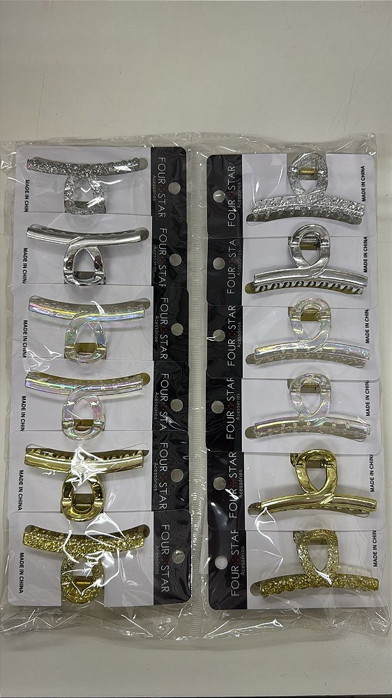 Piranha de Cabelo Four Star de Plástico Média 6cm - 12 Unidades - 6372M-XQ2