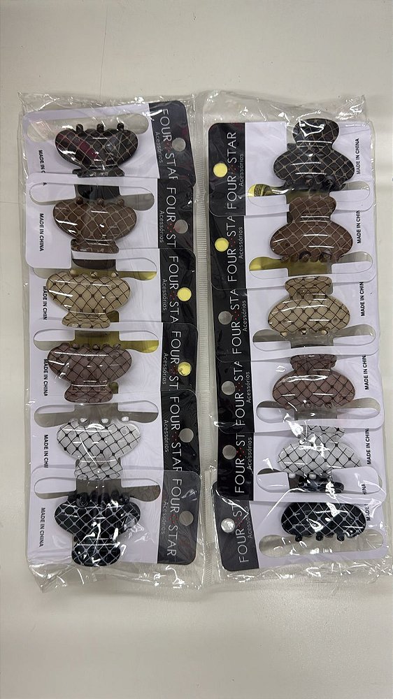 Piranha de Cabelo Four Star Pequena 4,5cm de Plástico - 12unidades - 6166-XY2