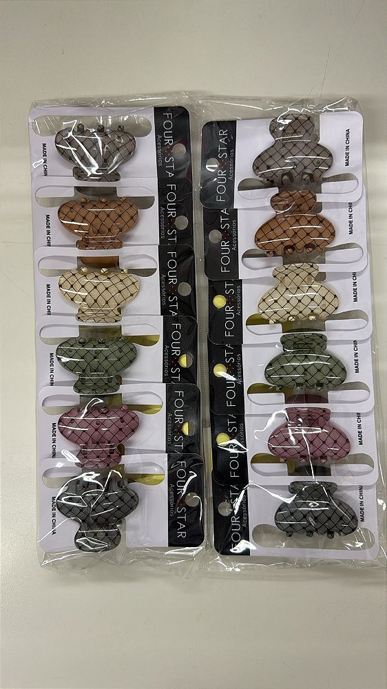 Piranha de Cabelo Four Star Pequena 4,5cm de Plástico Colorida - 12unidades - 6166-XX2