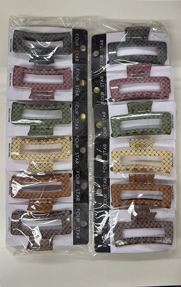 Piranha de Cabelo Four Star Grande 9cm de Plástico Colorida - 12unidades - 6267-XX2