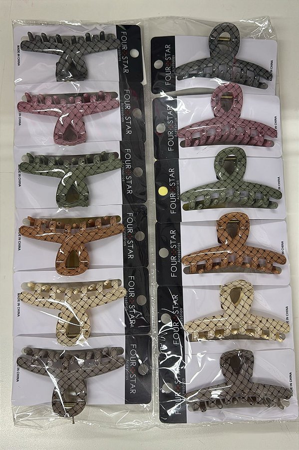 Piranha de Cabelo Four Star Grande 9cm de Plástico Colorida - 12unidades - 6424-XX2