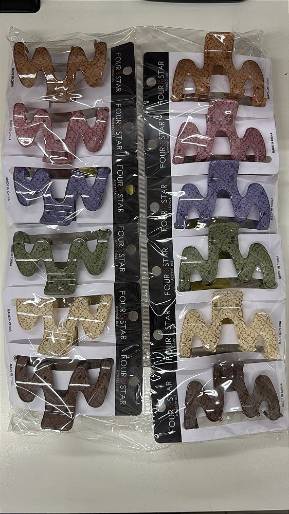 Piranha de Cabelo Four Star Grande 9cm de Plástico Colorida - 12unidades - 6464-XV2