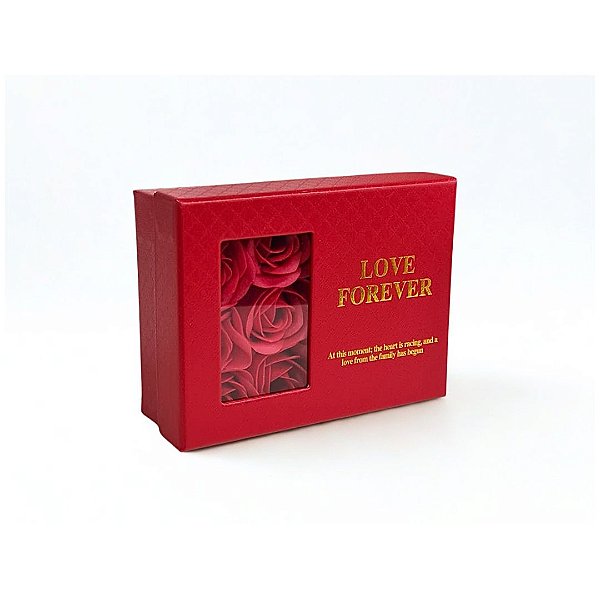 Caixa de Plástico para Bijuteria De Flor Vermelha 12.5x9.5x4.5cm - Four Star