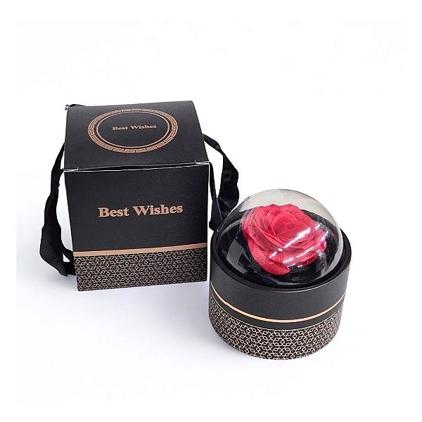 Caixa de Plástico para Bijuteria De Flor Artificial Vermelha 10.5x10.5x11cm - Four Star