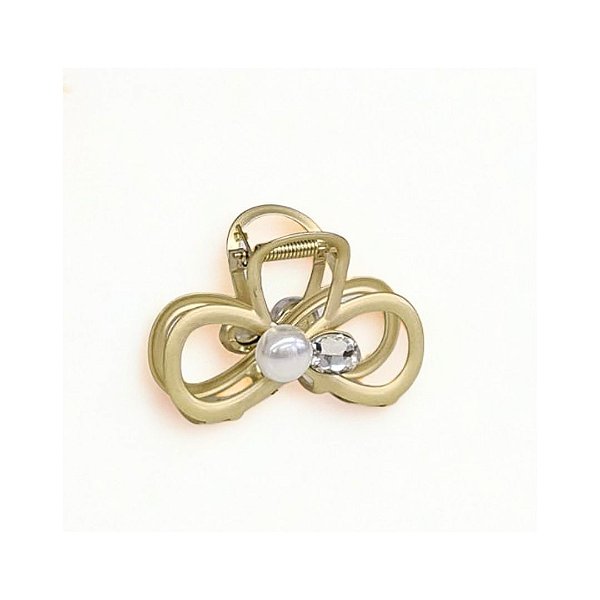 Piranha de Metal com Pérola 7cm Prata e Dourado - Pct c/ 12 -Y575-63