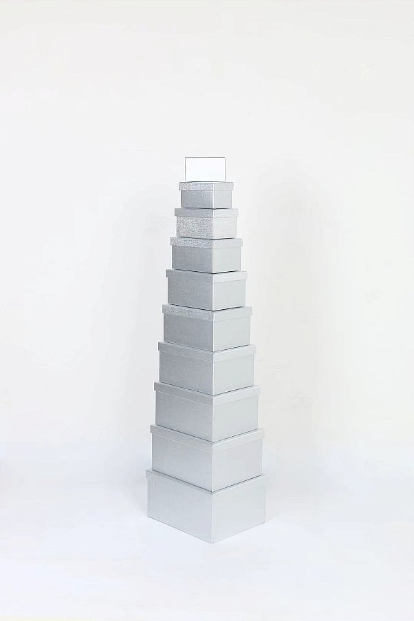 Conjunto de 10 Caixas de Papel para Presente - Prata com Textura (10 Unidades) - Four Star