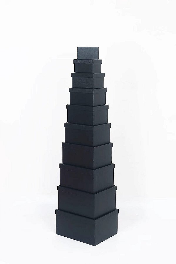 Conjunto de 10 Caixas de Papel para Presente G - Preto com Textura (10 Unidades) - Four Star