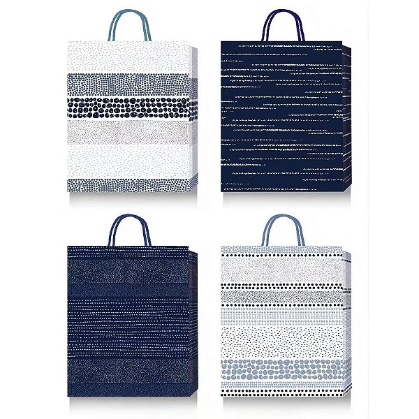 Sacola de Papel c/ Cores e Estampas Sortidas (S) 18X23X8cm - 12 Un - Y361-1798S - Four Star